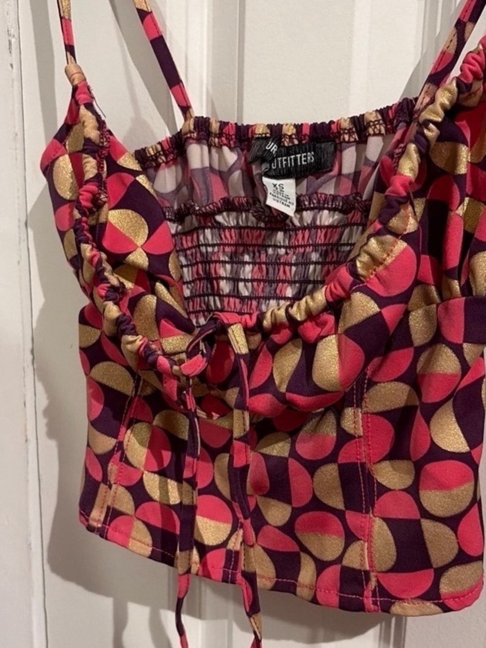 Urban Outfitters Pink, Gold & Purple Geometric Smocked Cami